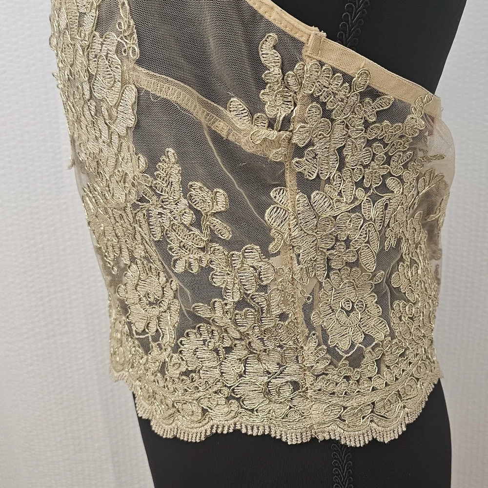 Banjul Womens Lace Mesh Grunge Gypsy Party Halter Crop Top - Picture 5 of 10